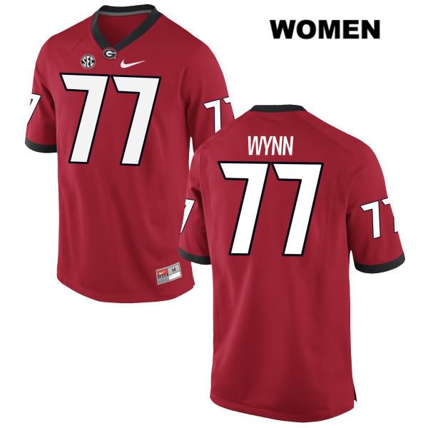 Georgia Bulldogs Women's Isaiah Wynn #77 NCAA Authentic Red Nike Stitched College Football Jersey FUZ5156QL